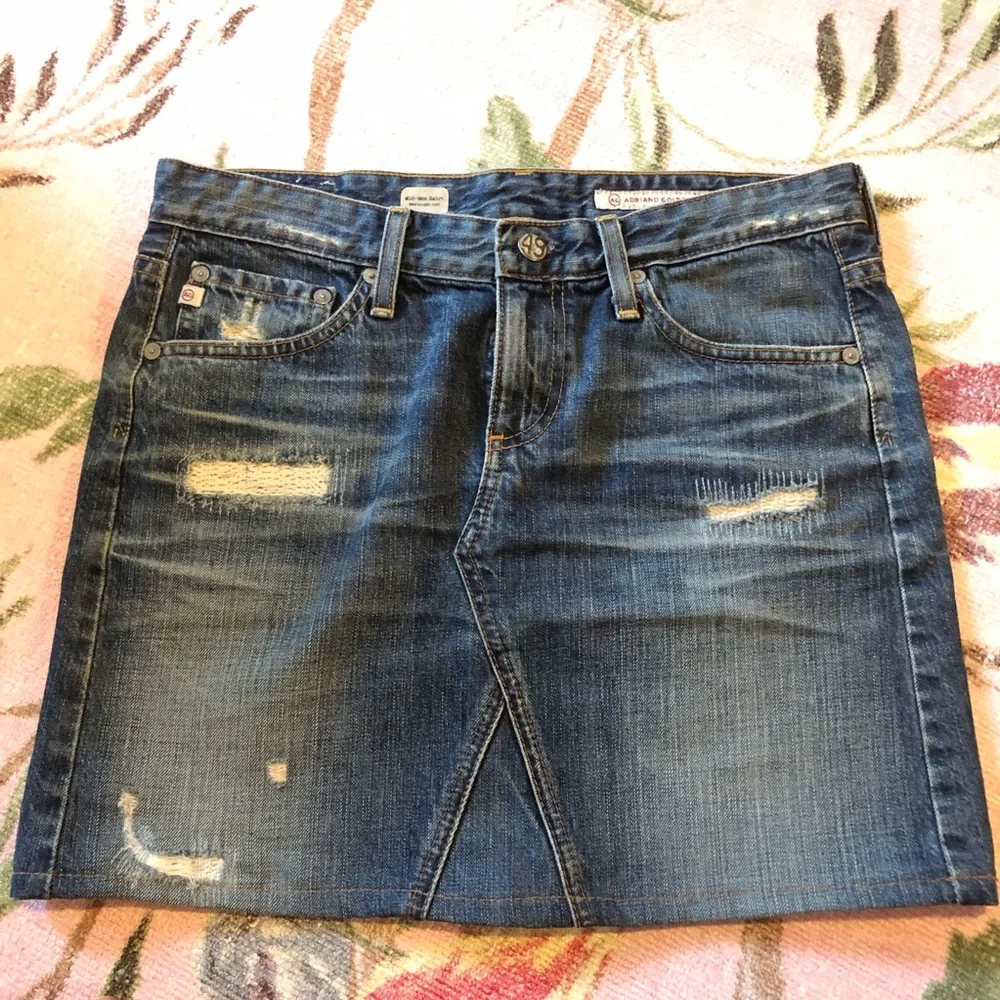 Y2K 90’s AG Mid-box skirt denim jean mini skirt